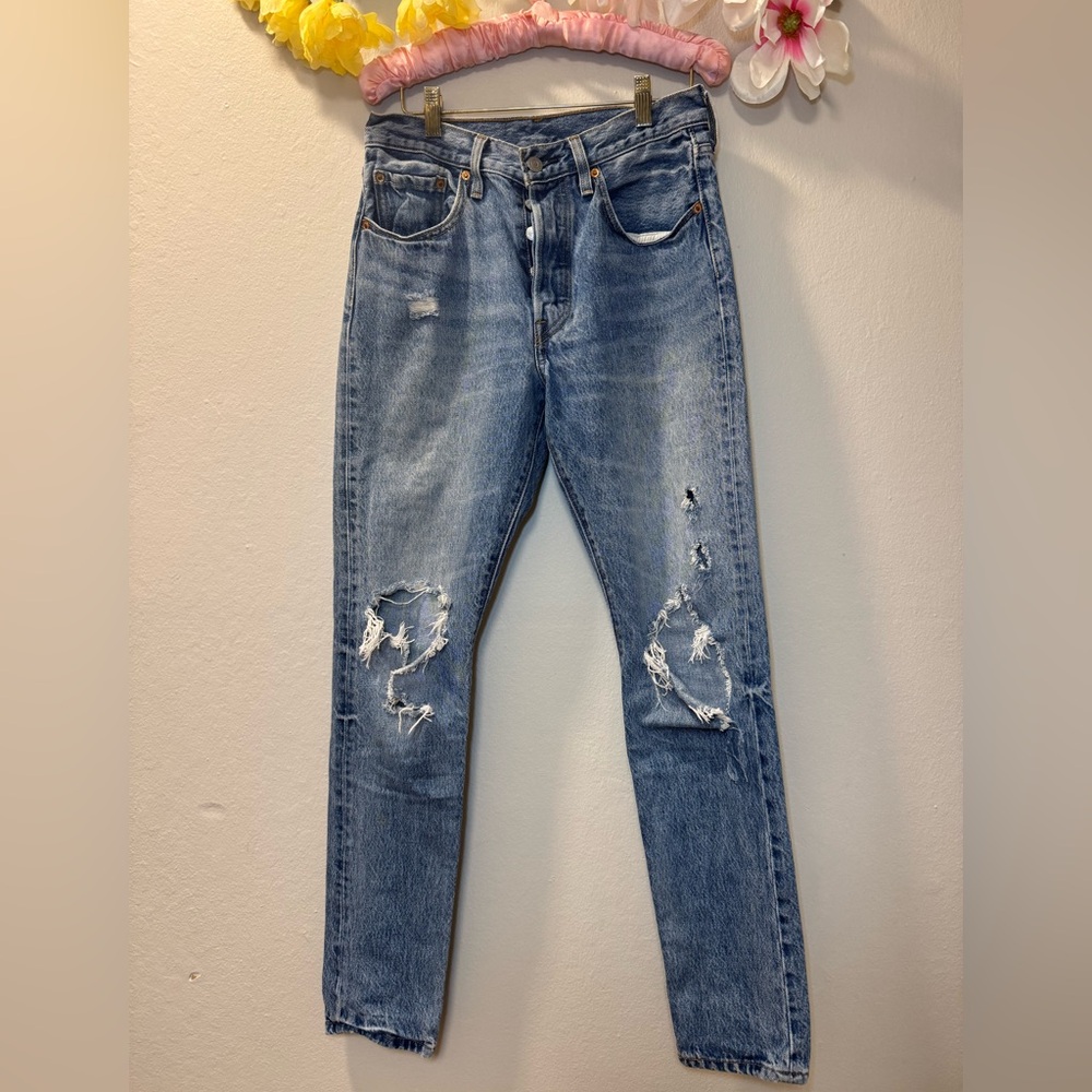 Slim Straight Distressed Light Blue Men's Jeans